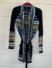 Gypsy 05 Aztec Tribal Boho Black Cardigan Sweater