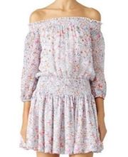 Shoshanna Silk Floral Smocked Off Shoulder Dress