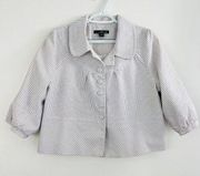 Willi Smith Gray & White Striped 100% Cotton Seersucker Cropped Jacket ~ Size 10