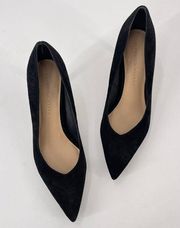 Veronica Beard Lisa Suede Pumps Heels Womens Sz 9 Black Leather Pointed Toe NWOT