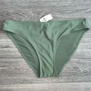 NWT AERIE Bikini Bottom Sage Green Size Medium Classic Fit Stretch Swimwear