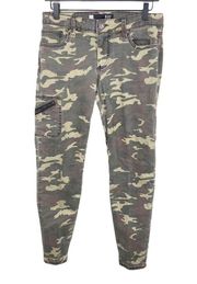 Kut from the Kloth Donna Ankle Cargo Skinny Jeans Olive Green Camo Womens Size 4