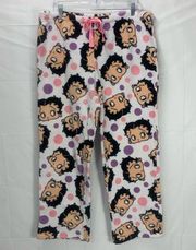 Betty Boop White Fleece Relaxed Fit Pajama Pants Size Large