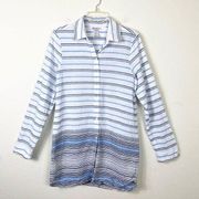 Tommy Bahama white and blue striped long sleeve button up shirt dress Size M