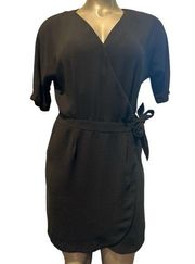 FRNCH V-Neck Short Sleeve Wrap Mini Dress With Pockets Size S