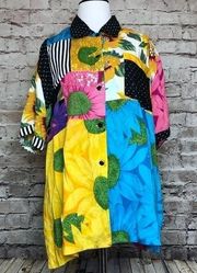 Cache Floral Polka Dot Multi‎ Button Blouse Medium