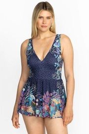 NWT Johnny Was Sea Owl Skirted One Piece Swimsuit Swimdress Plus Size 2X