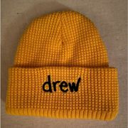 drewhouse yellow waffle beanie hat with scribble drew logo NWOT