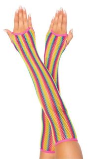 Rainbow Fishnet Arm Warmers Rave Festival