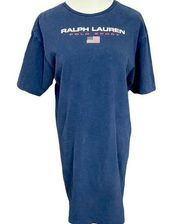 Vintage Y2K Polo Ralph Lauren Navy Blue T-shirt Dress S/M