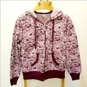 SilverWear Purple Floral Printed Hoodie Pockets