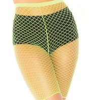 NWT Industrial Fishnet Biker Shorts - OS Stretchy Neon Highlighter Yellow Green