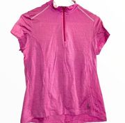 Smartwool 1/4 Zip Shirt Merino Wool Short Sleeve Round Neck Pink Medium