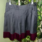 TED BAKER Size 2 (US 6) Pleated Wool/Silk Blend lined Mini Skirt