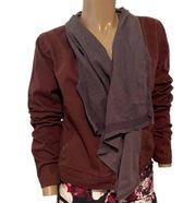 violet vibes large burgundy crop moto denim jacket shawl collar C1 2626