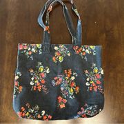 LOFT Floral Canvas Tote Bag 100% Cotton Boho Feminine