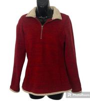 Kuhl quarter zip pullover fleece red Sherpa trimmed jacket size small