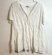 Torrid Babydoll Eyelet Tiered Top Womens Size 2 XXL Plus White