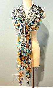 NEW D&Y Pastel Pink & Blue Leopard & Floral Print Scarf Shawl