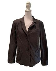 Charcoal Long Sleeve 2 Front Button Lapel Neck Stretchy Jacket Medium