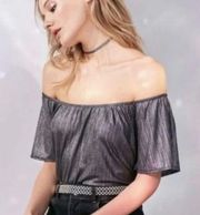 Urban Outfitters Ecote metallic off the shoulder top