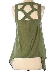 STUDIO Y Olive Green Criss Cross Back Sleeveless Blouse ~ Women's Top Size SMALL