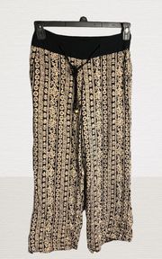 Khaki Tan & Black Geometric Floral Lounge Pants Wm M