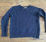 Frnch Paris Navy Blue Chunky Knit Pullover Crewneck Sweater Size Small E08260.