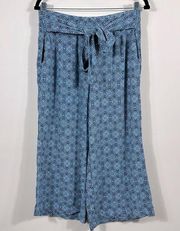 Artisan NY Rayon Geometric Blue Lightweight Granny Beach Women Capri Size Large