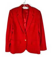 Vintage 1980s The  Wool Blend Red Gold Button Blazer Jacket