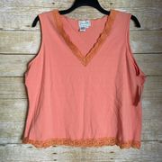 Live A Little NWT Plus Size Orange Sherbert Tank Top - Size 1X - Lace Trim Shell