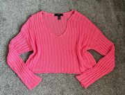 Forever 21  Hot Pink Crochet Crop Long Sleeve