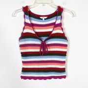 Candie’s Multicolor Striped Crochet Knit Tie Front Tank Top Size S