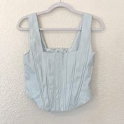 NWT  Faux Leather Corset Tank in Baby Blue