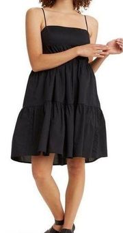 Black Clea Cotton Tiered Sleeveless Babydoll Dress Small NWT