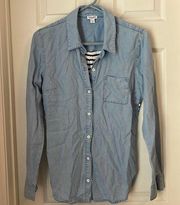 Splendid adorable button down shirt with striped back panel