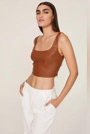 Peter Som Collective Brown Faux Leather Bustier Top - flawed