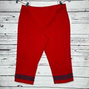 Croft & Barrow NWT Size 16 Regular Red Effortless Stretch Pull-On Capri Pants