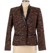 Lafayette 148 New York Tweed and leather blazer size 8