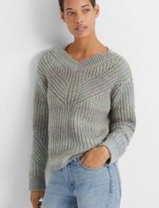 Club Monaco Multicolor Yarn Oceanic Ribbed Knit V-Neck Pullover Sweater S NWOT