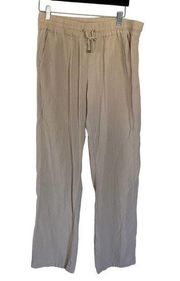 Love Tree Linen Blend Oatmeal Color Elastic Waist Pants with Pockets Size Large