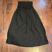 BOHO ME Women’s Black Smocked Waist Drawstring Maxi Skirt Size L