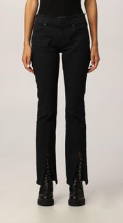 Cut Off Waist Mini Boot Slit Jeans In Black SIZE 31 nwt