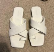 White Square Toe Sandals