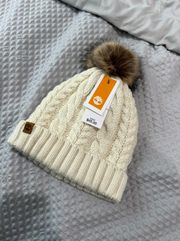 White Fur Pom Winter Hat