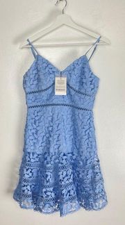 BARDOT Agnes Lace Party Dress in Dusty Blue Size US 6 / Small NWT