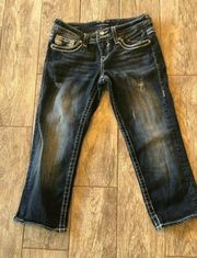 Vigoss Chelsea Capri Denim Jeans size 3 4 x Length 21 Stretch Western Bling