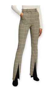 ALC edwin glen checkered high rise slit hem dressy pants Brown