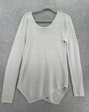 Express Women's Sweater Large Asymmetrical Hem Gray Long Sleeve Metallic FIbers