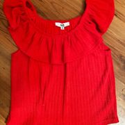 NEW Jack by Bb Dakota Flutter Off the Shoulder Red Ruffle Top Womens Medium